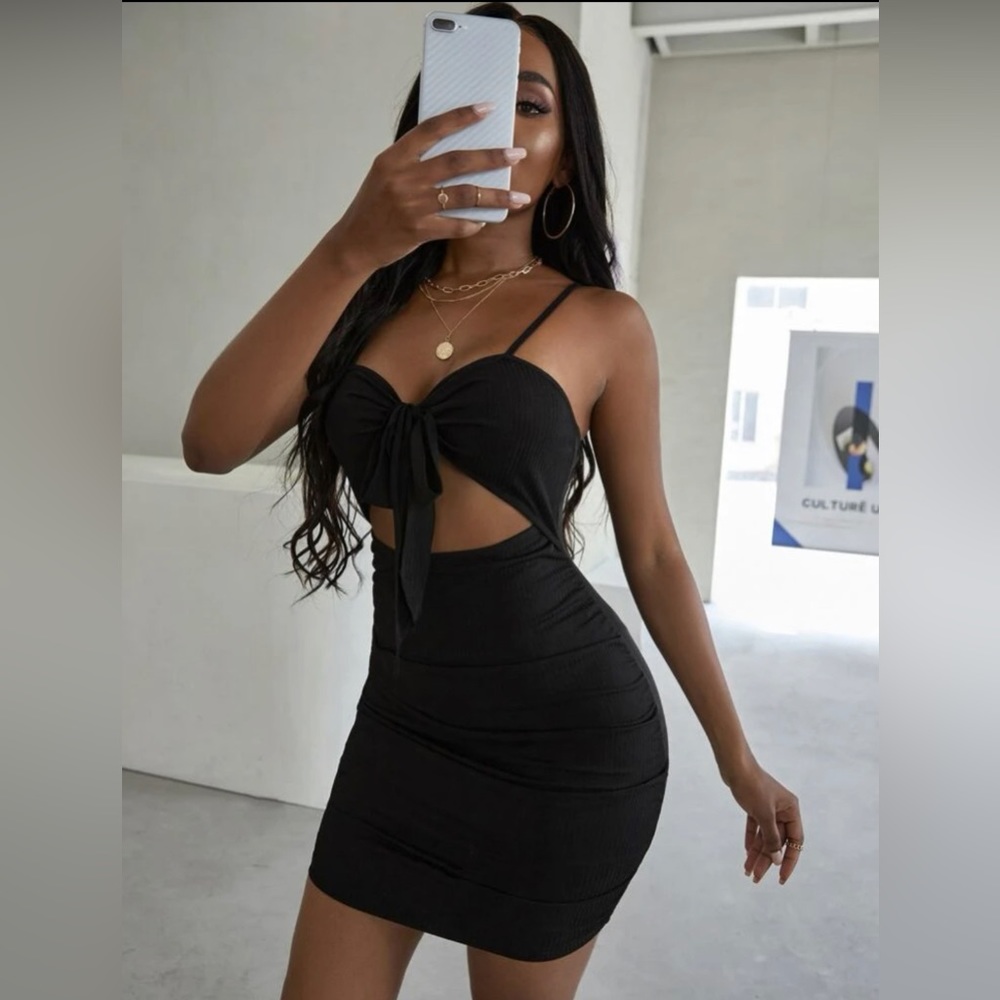 Knot Front Peekaboo Bodycon Dress